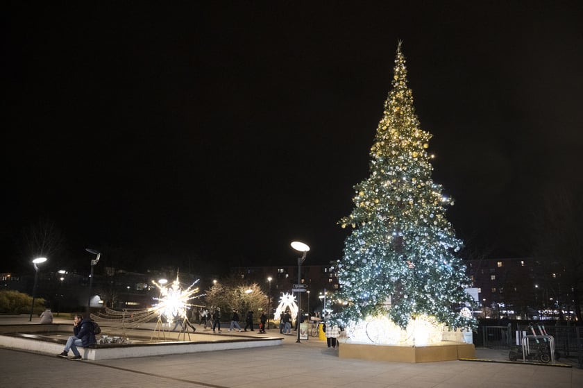 Świąteczne iluminacje we Wrocławiu, okolice CH Magnolia